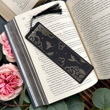 Закладинка Дракони. Срібло. З чорною китицею 170807 фото